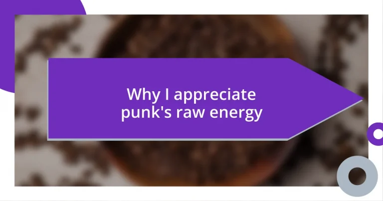 Why I appreciate punk’s raw energy